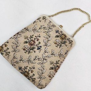 Vintage 1960s Floral Tapestry Frame Purse Handbag